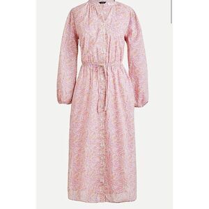 J Crew drawstring waist cotton voile midi dress beach paisley NWT